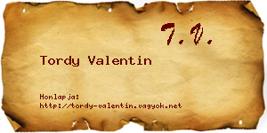 Tordy Valentin névjegykártya